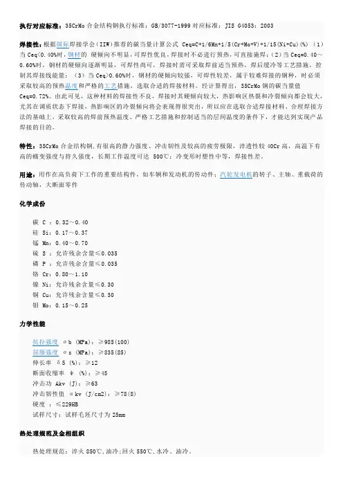35CrMo材质性能标准