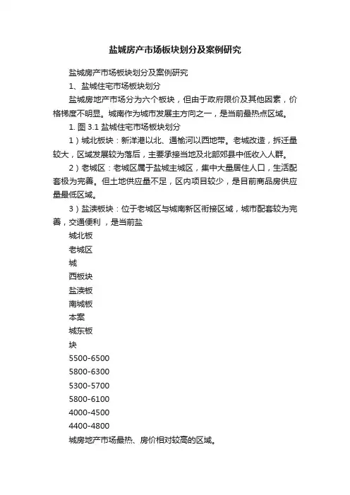 盐城房产市场板块划分及案例研究