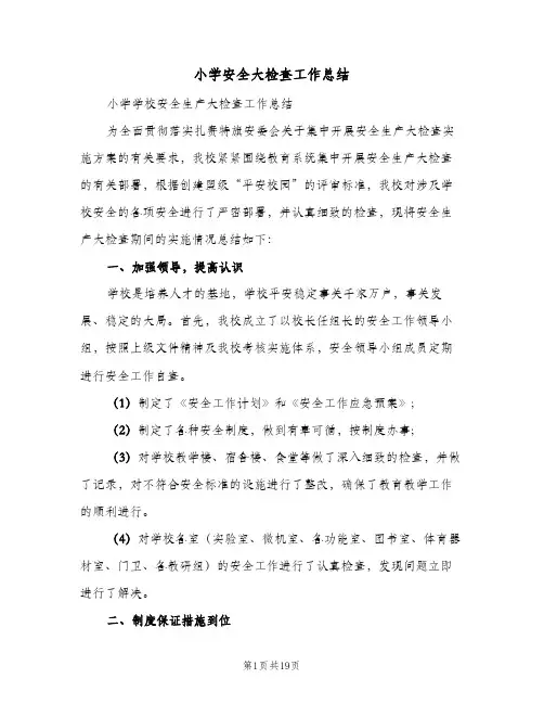 2024年小学安全大检查工作总结（5篇）