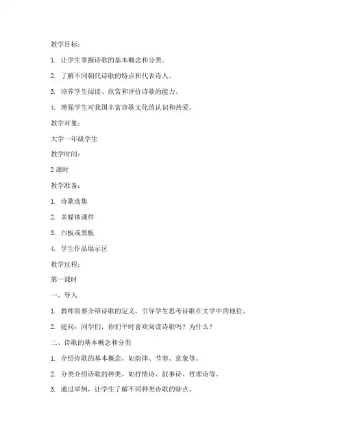 大学诗歌常识总结教案范文