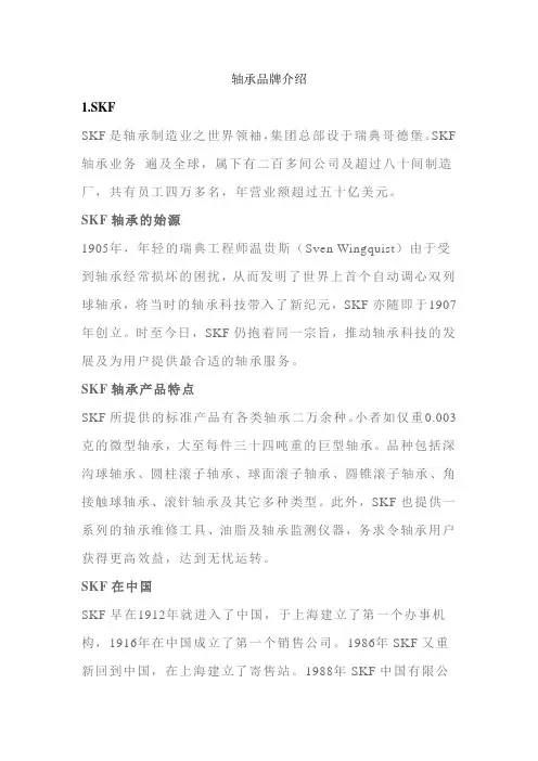 轴承品牌介绍
