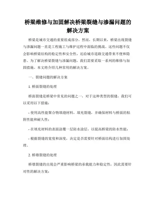 桥梁维修与加固解决桥梁裂缝与渗漏问题的解决方案