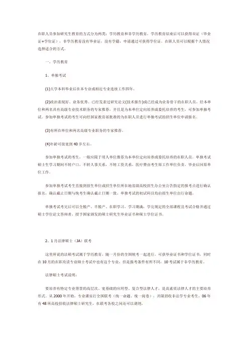 在职人员读硕的七种方式