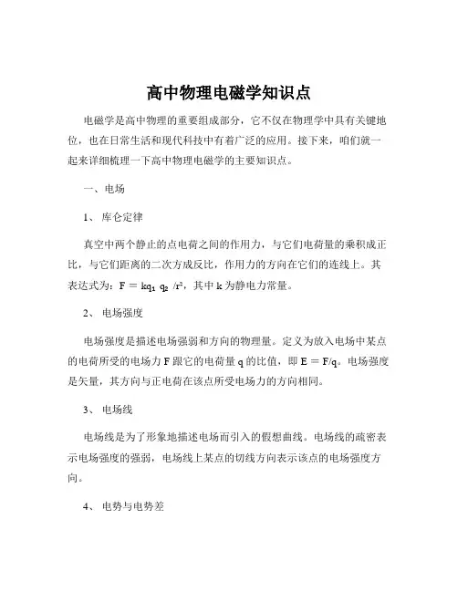 高中物理电磁学知识点