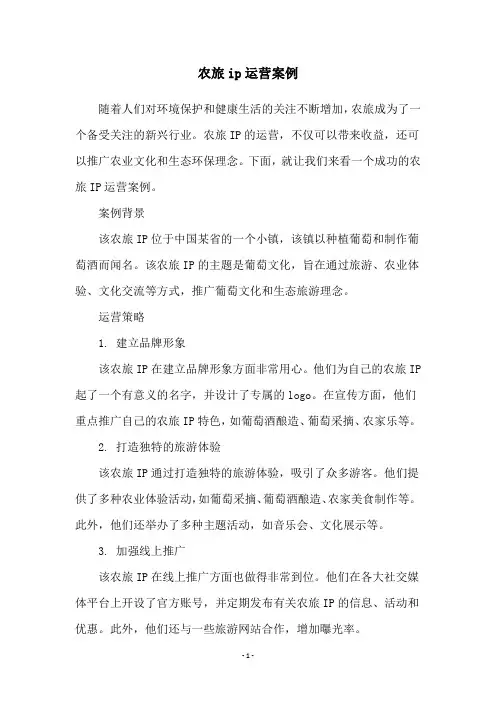 农旅ip运营案例