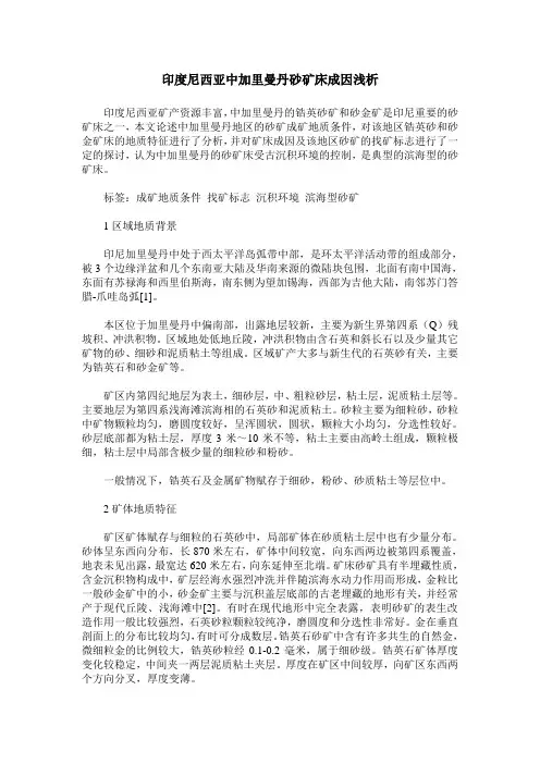 印度尼西亚中加里曼丹砂矿床成因浅析