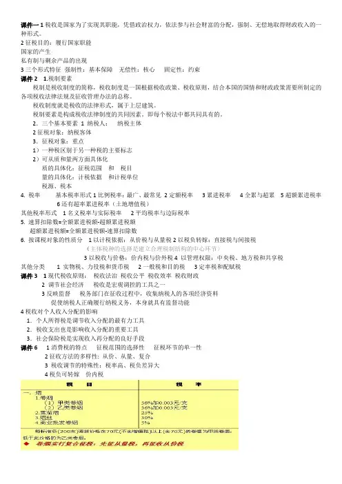 国家税收复习重点重点