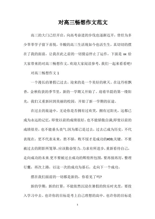对高三畅想作文范文