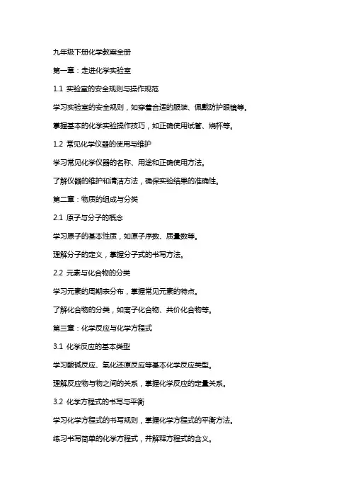 九年级下册化学教案全册