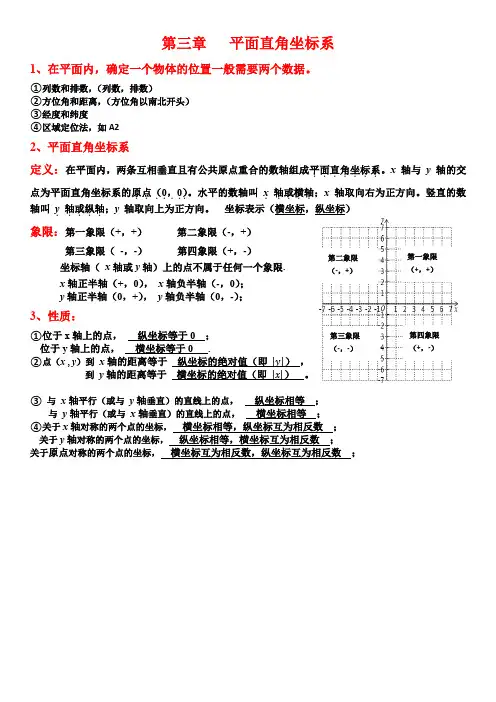 八上数学平面直角坐标系必背知识点总结
