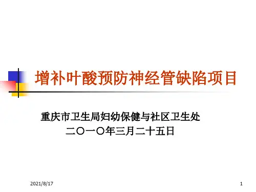 增补叶酸预防神经管缺陷项目