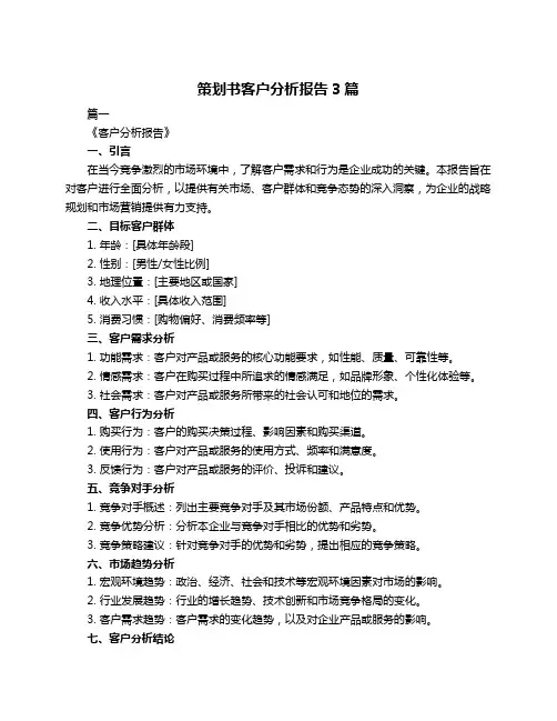 策划书客户分析报告3篇