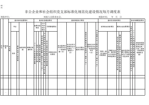 非公企业和社会组织党支部标准化规范化建设情况一览表