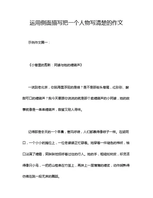 运用侧面描写把一个人物写清楚的作文