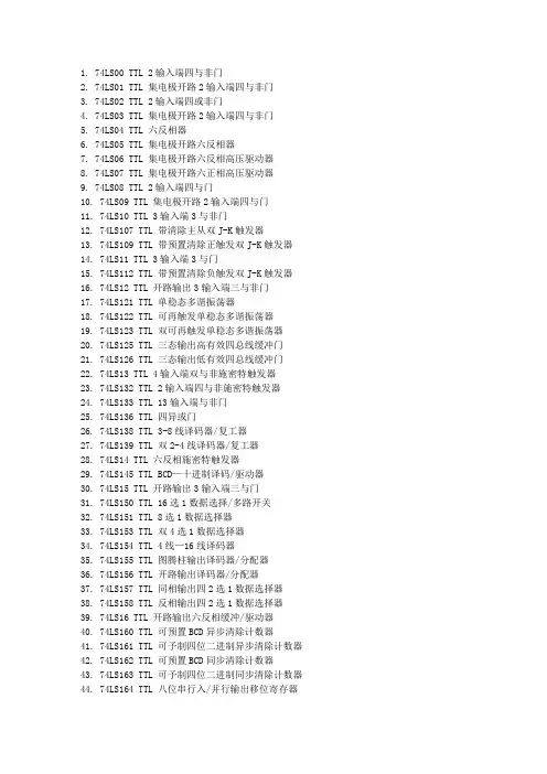 74系列常见数字逻辑器件中文注解