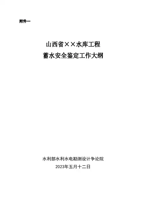 水库工程蓄水安全鉴定工作大纲