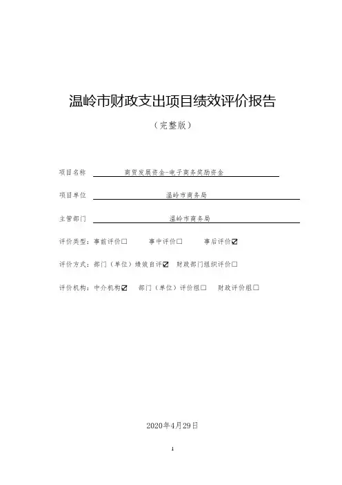温岭市财政支出项目绩效评价报告