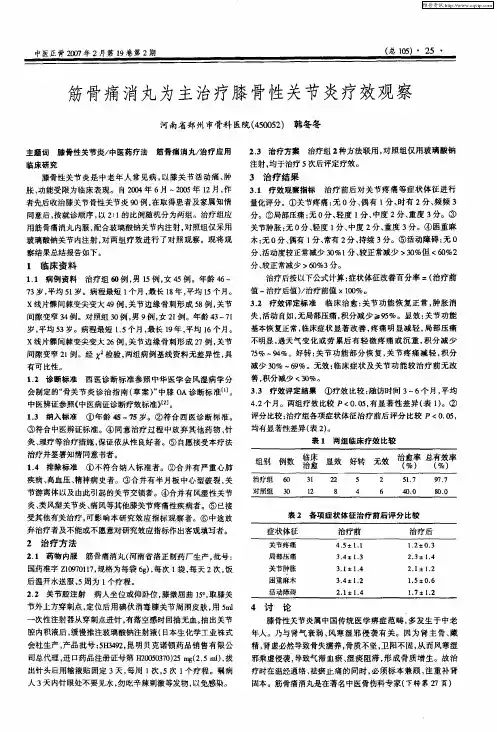 筋骨痛消丸为主治疗膝骨性关节炎疗效观察