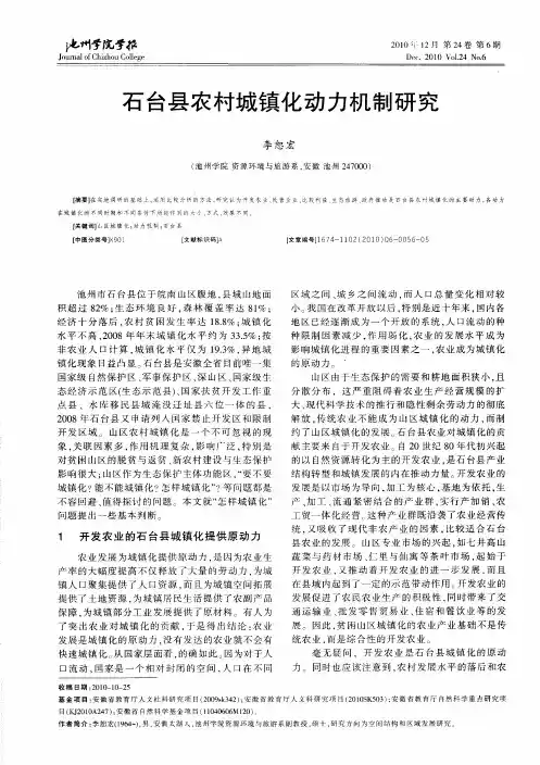 石台县农村城镇化动力机制研究