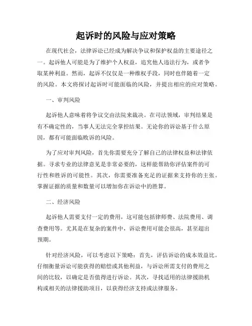 起诉时的风险与应对策略