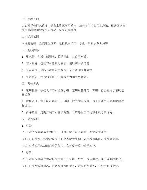 学校节水考核奖惩制度