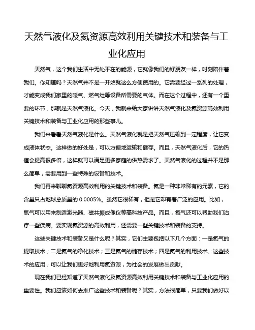 天然气液化及氦资源高效利用关键技术和装备与工业化应用