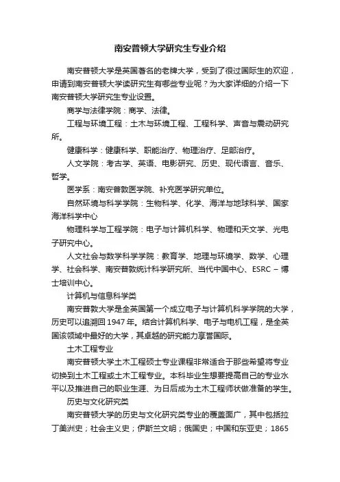 南安普顿大学研究生专业介绍