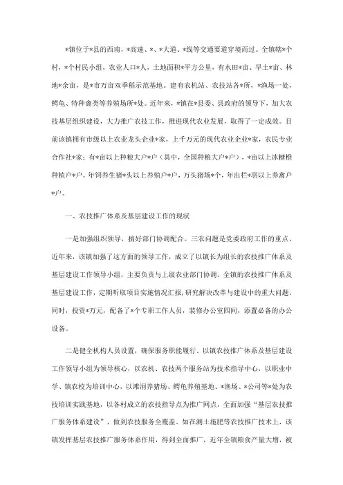 镇农技推广体系及基层建设调研报告