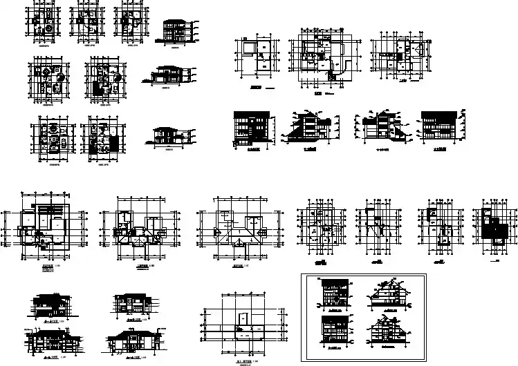 某地几套别墅建筑设计cad施工图纸