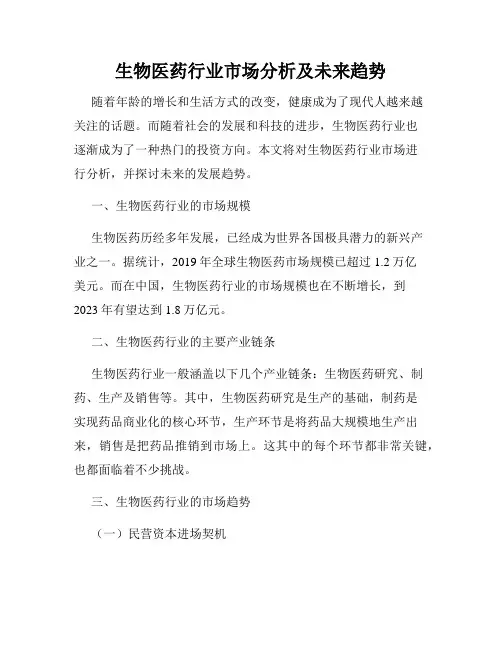 生物医药行业市场分析及未来趋势