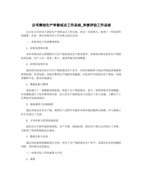 公司清洁生产审核试点工作总结_审核评估工作总结
