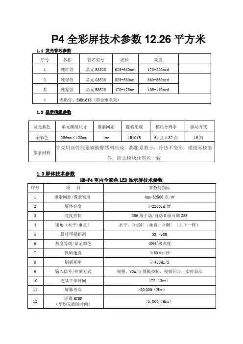 P4全彩屏技术参数