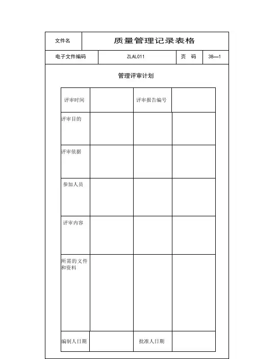 质量管理体系记录表格大全(表格模板、DOC格式)
