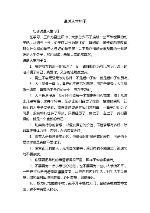说透人生句子