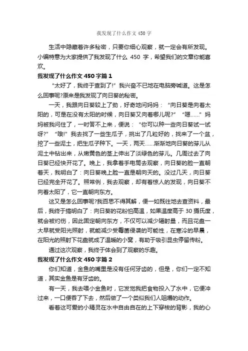 我发现了什么作文450字_作文范文_