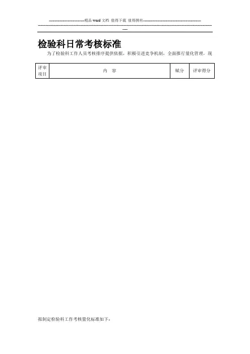 检验科日常考核表