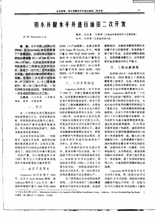 用小井眼水平井进行油田二次开发
