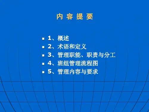 电厂安全生产管理体系标准之班组管理标准课件