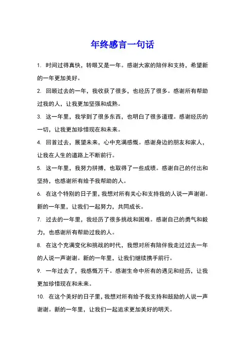 年终感言一句话