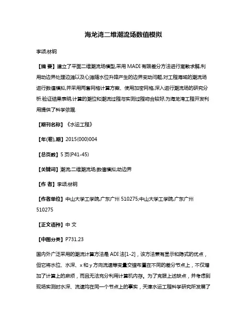 海龙湾二维潮流场数值模拟