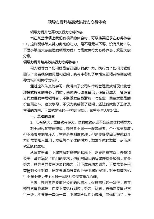领导力提升与高效执行力心得体会