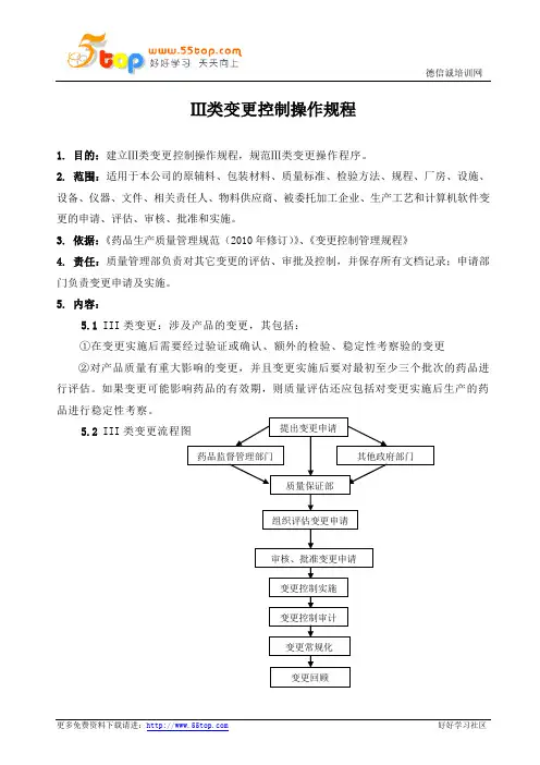 Ⅲ类变更控制操作规程