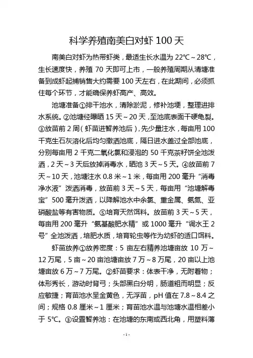 科学养殖南美白对虾100天