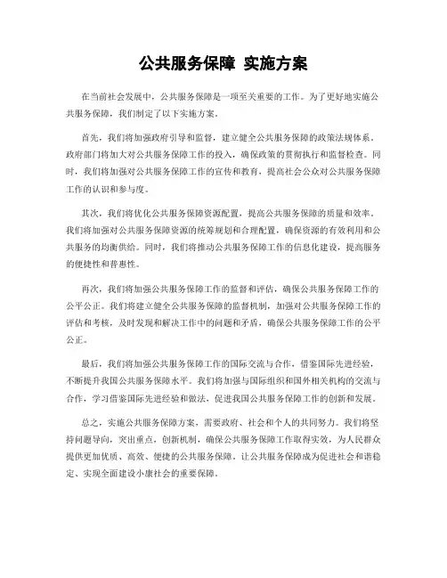 公共服务保障 实施方案