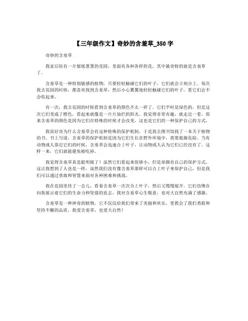 【三年级作文】奇妙的含羞草_350字
