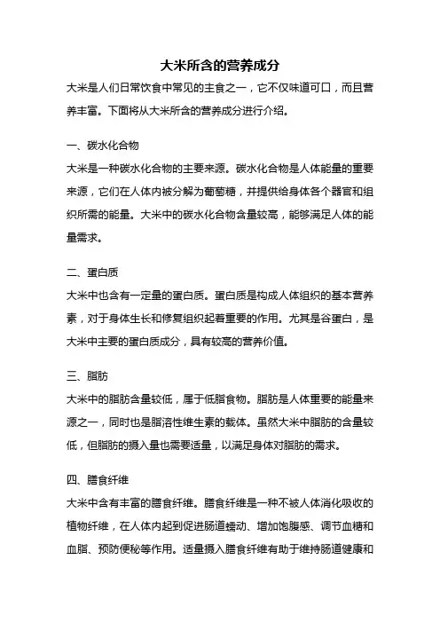 大米所含的营养成分