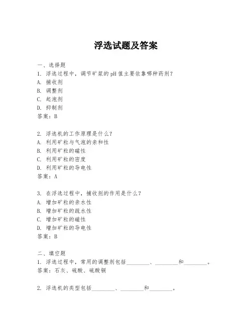 浮选试题及答案
