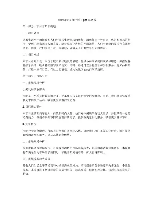 酒吧创业项目计划书ppt怎么做