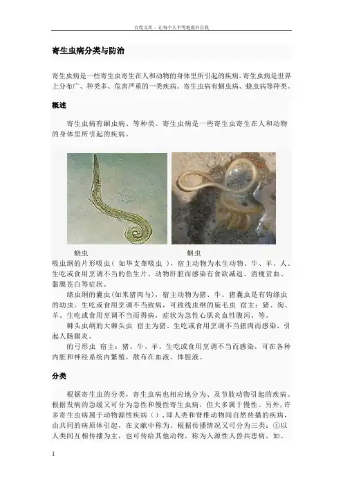 寄生虫病分类与防治