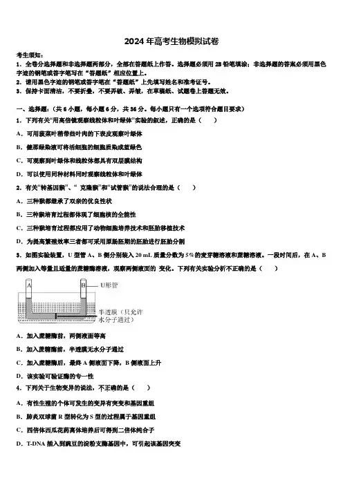 2024届广西钦州市第四中学高三下学期联合考试生物试题含解析